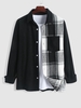 Chemise Bicolore à Carreaux à Manches Longues Xxl Noir