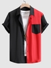 Chemise Bicolore en Blocs de Couleurs à Manches Courtes L Rouge