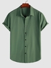 Chemise Bouton en Avant en Couleur Unie à Manches Courtes M Vert