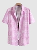 Chemise Boutonnée à Imprimé Abstraite à Manches Courtes L Rose clair