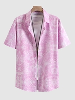 Chemise Boutonnée à Imprimé Abstraite à Manches Courtes L Rose clair