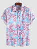 Chemise Boutonnée à Imprimé Fleurie Grue avec Poche en Avant S Bleu de ciel