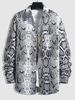 Chemise Boutonnée à Imprimé Peau de Serpent avec Poche S Noir