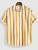 Chemise Boutonnée à Imprimé Rayure Contrastée à Manches Courtes Xl Deep yellow