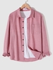 Chemise Boutonnée avec Poche en Avant Design en Couleur Unie Xl Rose