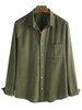 Chemise Boutonnée avec Poche en Velours Côtelé 3xl Vert profond