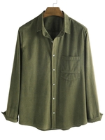 Chemise Boutonnée avec Poche en Velours Côtelé 3xl Vert profond