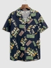 Chemise Boutonnée Décontractée à Imprimé Lettre à Manches Courtes M Vert profond
