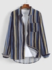 Chemise Boutonnée Décontractée à Rayures Verticales à Manches Longues Xxl