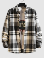 Chemise Boutonnée en Avant Motif à Carreaux en Blocs de Couleurs M Noir