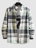 Chemise Boutonnée en Avant Motif à Carreaux en Blocs de Couleurs Xl Vert