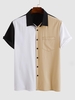 Chemise Boutonnée en Blocs de Couleurs à Col Relevé S Multi a
