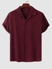 Chemise Boutonnée en Couleur Unie 2xl Rouge foncé