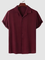 Chemise Boutonnée en Couleur Unie 2xl Rouge foncé