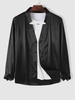 Chemise Boutonnée en Couleur Unie Design Cranté M Noir