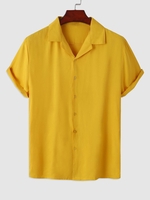Chemise Boutonnée en Couleur Unie L Jaune