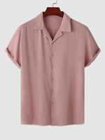 Chemise Boutonnée en Couleur Unie L Rose clair