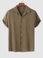 Chemise Boutonnée en Couleur Unie M Café profond
