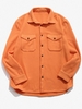 Chemise Boutonnée en Laine avec Double Poches M Orange foncé