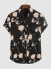 Chemise Boutonnée Fleur à Manches Courtes L Noir