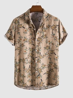 Chemise Boutonnée Fleurie Plante 2xl Café lumière