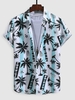 Chemise Boutonnée Hawa enne à Imprimé Cocotier et Lettre M Blanc