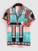 Chemise Boutonnée Imprimée Superposée avec Poche en Avant L Turquoise