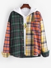 Chemise Boutonnée Motif à Carreaux Contrastée avec Poche M
