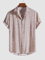 Chemise Boutonnée Motif de Fleur et de Pois en Avant S Rose