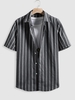 Chemise Boutonnée Motif de Losange Rayée en Avant Xxl Gris