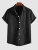 Chemise Boutonnée Motif de Rayure à Manches Courtes 2xl Noir