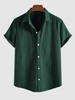 Chemise Boutonnée Motif de Rayure à Manches Courtes 2xl Vert