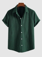 Chemise Boutonnée Motif de Rayure à Manches Courtes 2xl Vert