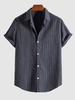 Chemise Boutonnée Motif de Rayure à Manches Courtes L Gris