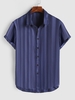 Chemise Boutonnée Motif de Rayure en Satin 2xl Bleu profond