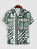 Chemise Boutonnée Motif Géométrique Abstrait L Vert forêt noire