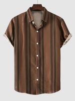 Chemise Boutonnée Rayée à Manches Courtes L Verge d