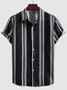 Chemise Boutonnée Rayée à Manches Courtes M Noir