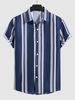 Chemise Boutonnée Rayée à Manches Courtes S Bleu foncé toile de jean