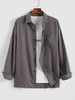 Chemise Boutonnée Rayée à Épaules Tombantes à Poche Xl Gris nuageux