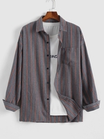 Chemise Boutonnée Rayée à Épaules Tombantes à Poche Xl Gris nuageux