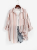 Chemise Boutonnée Rayée avec Poche en Avant M Café lumière