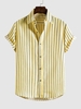 Chemise Boutonnée Rayée Imprimée à Col Relevé M Jaune