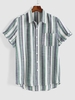 Chemise Boutonnée Rayée Imprimée à Manches Courtes Xxl Vert
