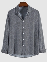 Chemise Boutonnée Rayée Imprimée à Manches Longues 2xl Noir