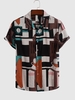 Chemise Boutonnée Vintage Géométrique Jointive Imprimé 3xl Café lumière