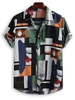 Chemise Boutonnée Vintage Géométrique Jointive Imprimé 3xl Multi b