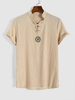 Chemise Brodée à Manche Courte à Lacets L Café lumière
