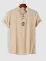 Chemise Brodée à Manche Courte à Lacets L Café lumière