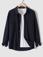 Chemise Cargo de Couleur Unie avec Poches en Avant L Bleu de minuit